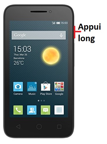 Comment éteindre le Alcatel Pixi 3 ?